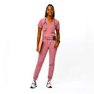 Figs Scrubs SET Muave Catarina one pocket top with Zamora Joggers size S